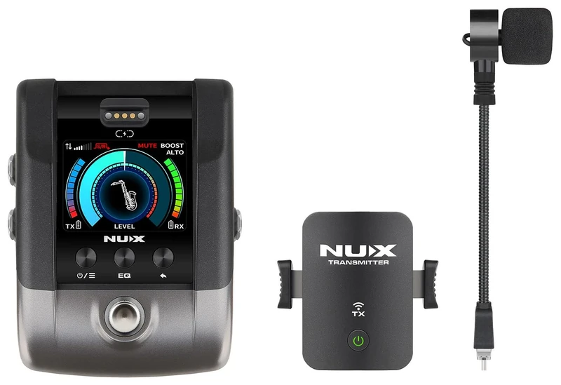 NU-X | B-6 Pro Wireless Saxophone & Trumpet Microphone System | Professional 2.4GHz Digital Audio with Rechargeable Transmitter, Effects Loop, Tuner, and EQ Presets