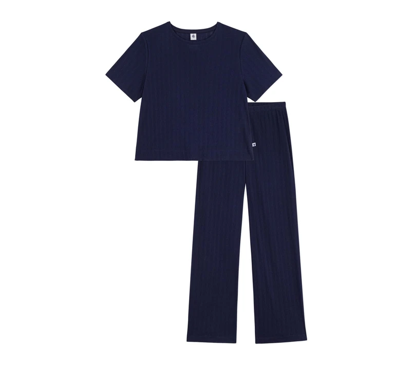 Women's Short Sleeve Pyjamas in Openwork Cotton