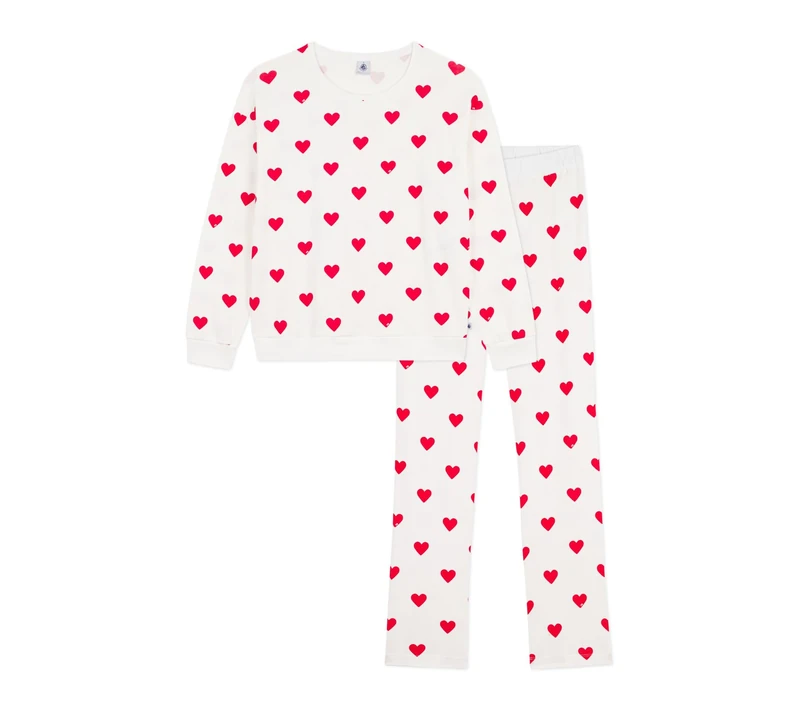 Women's Cotton Pajamas with Hearts Print