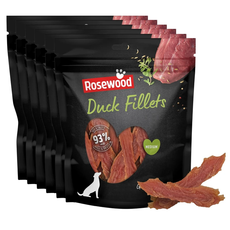 Rosewood Large Duck Fillets for Dogs – Real Meat Treats, Grain-Free, High Protein, No Added Sugar, No Artificial Colours or Flavours, Rawhide Free (Case of 6 x 320g)