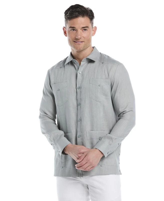 Cubavera Men's 100% Linen Four-Pocket Long Sleeve Button-Down Guayabera Shirt (Available in Big & Tall), Abyss, XXL - Image 1