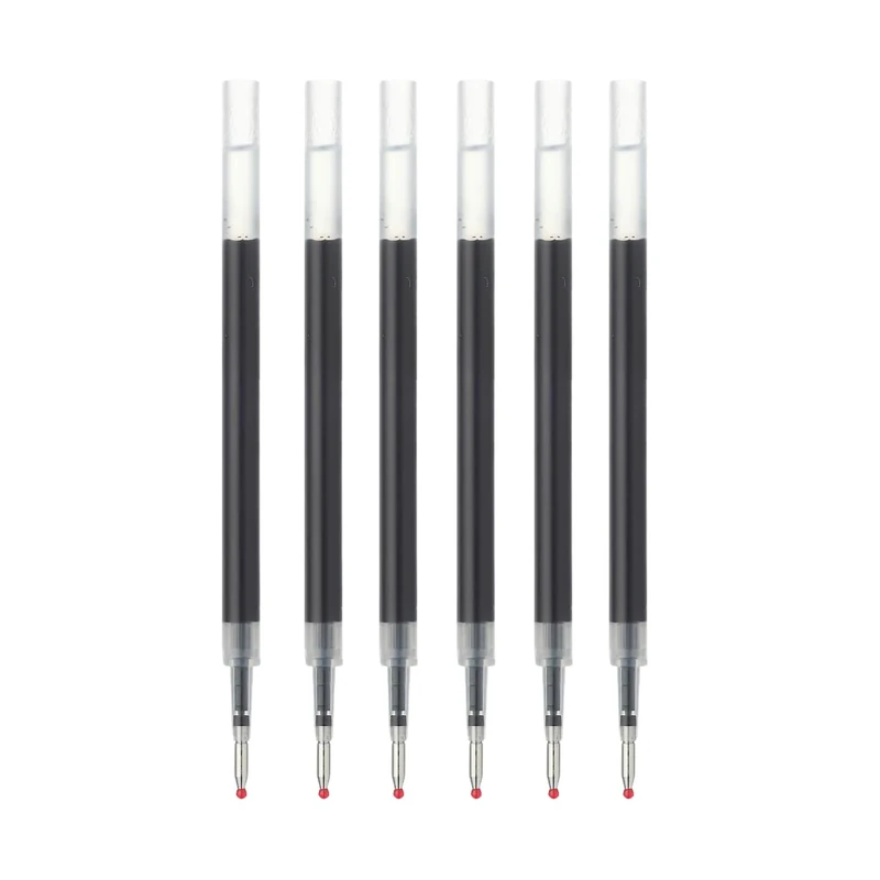 Muji Smooth Gel Ink Ballpoint Pen Refills, 0.5mm Fine Tip, Set of 6, Compatible with Knock Type and Gel Pens Body. (Black)