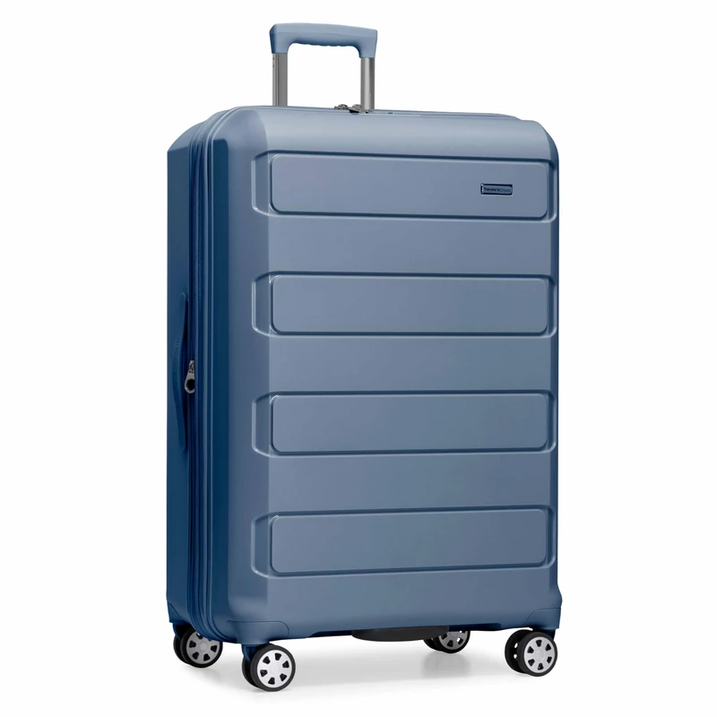 Traveler's Choice Pagosa Indestructible Hardshell Expandable Spinner Luggage, Slate Blue, 3-Piece Set (22/26/30), Traveler's Choice Pagosa Indestructible Hardshell Expandable Spinner Luggage
