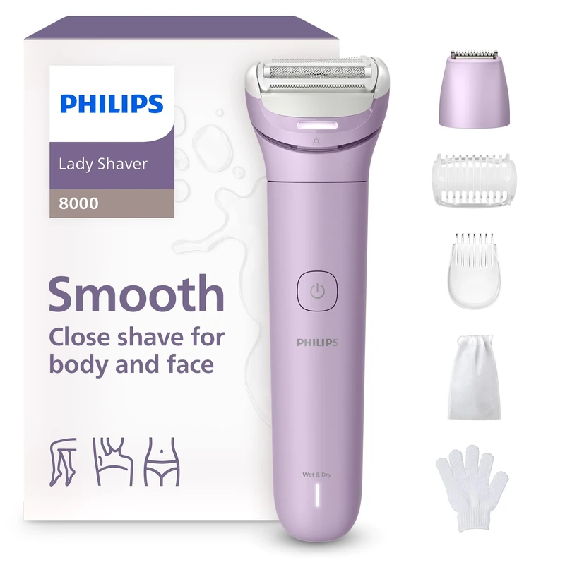 Philips Lady Shaver Series 8000 - Cordless, Wet & Dry Electric Shaver, 3-Blade Shaving System, Flexible Shaving Head, LED Light, for Legs, Body & Bikini, 100 Mins. Runtime, Model BRL149/00