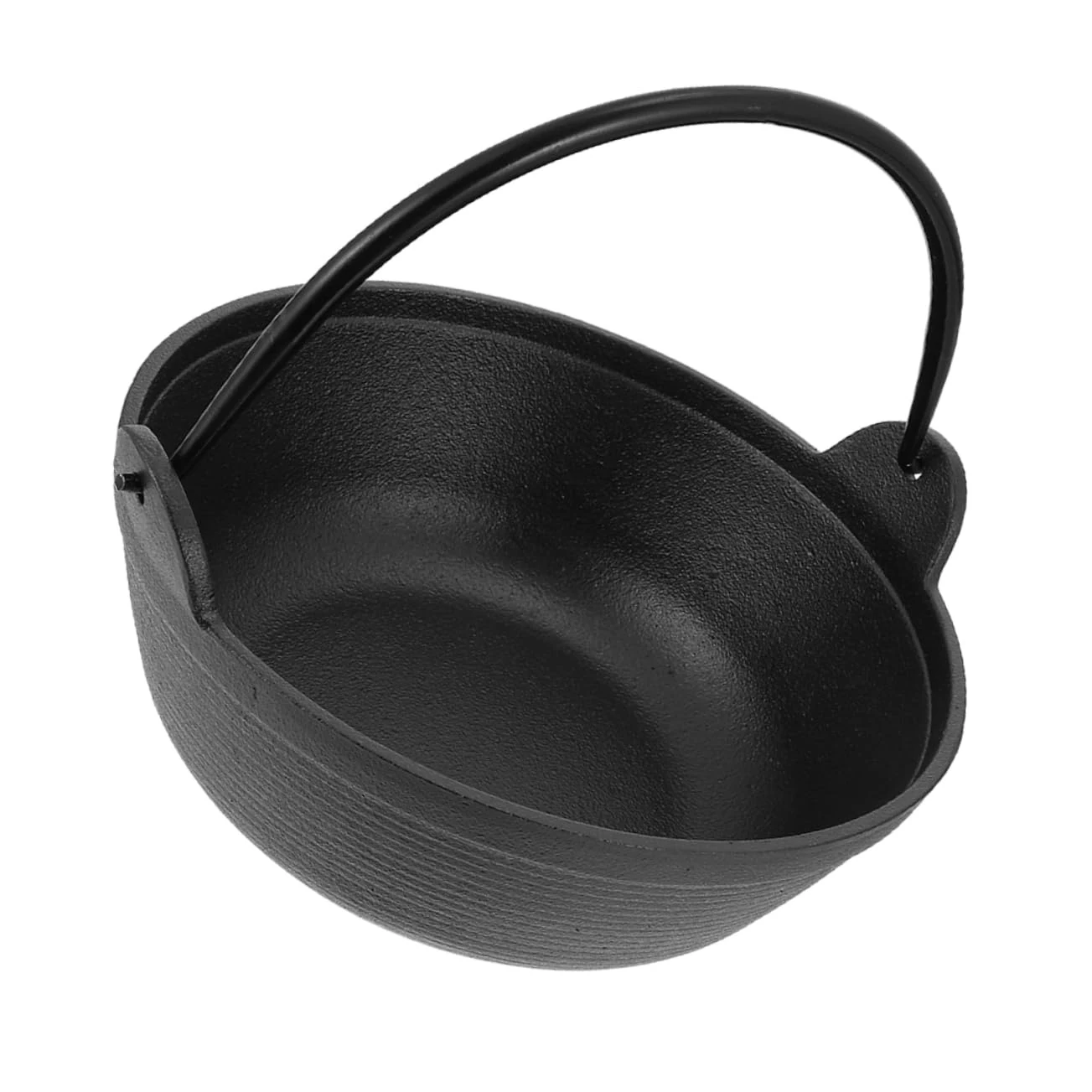FUNNETOYU 19cm Cast Iron Dutch Oven Small Cauldron Non-stick Hanging Stewpan Household Cooking Pot Sturdy Outdoor Camping Cookware Single Handle
