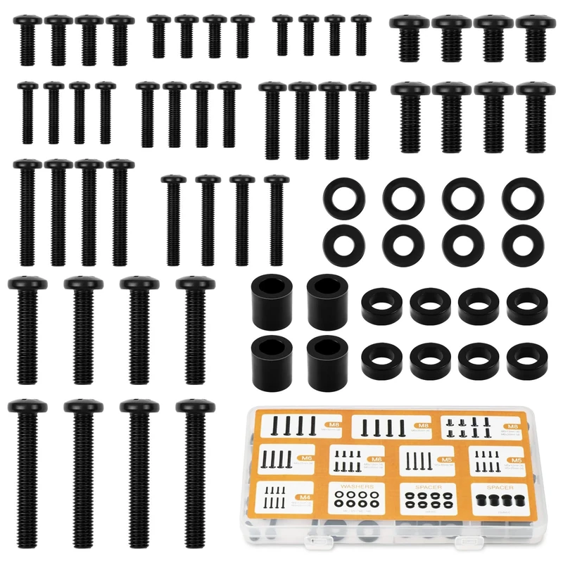 Flintronic Universal TV Mounting Hardware Kit, TV Bracket Screw, 68pcs Mounting Screws Works with TVs Up to 80'', Includes M4, M5, M6, M8 Screws, Spacers & Washers for Most Wall Brackets and Stands