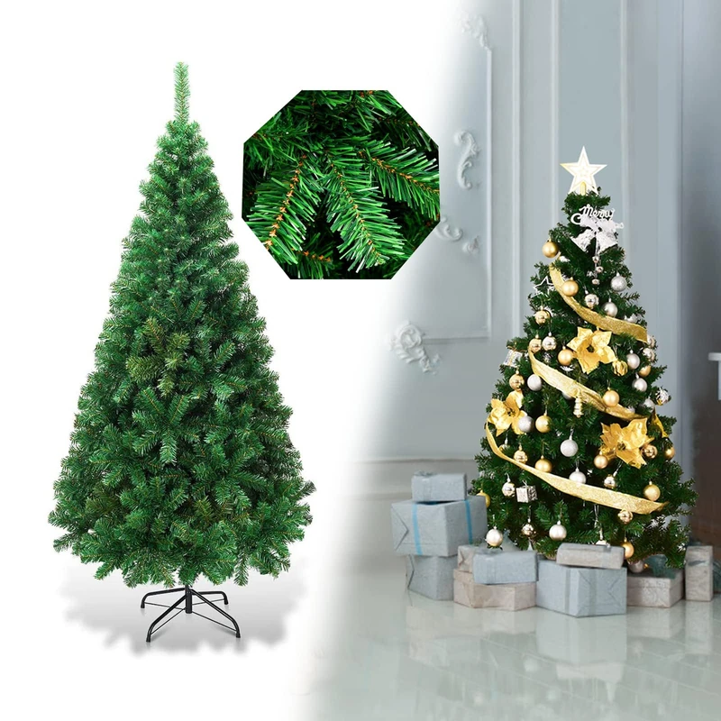 FANTASK Artificial Christmas Trees, PVC and metal, Green, 240 cm - Image 1