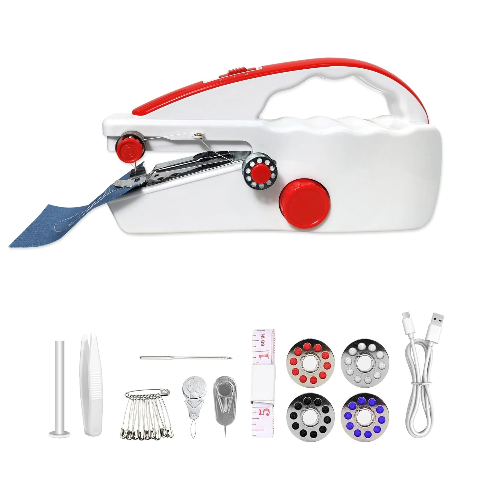 Handheld Sewing Machine, Easy to Use Portable Mini Sewing Machines for Beginners with 2 Speeds, with Complete Kit, Stitch Suitable for Clothes,Fabrics, Cutains, DIY Home Quick Repairs