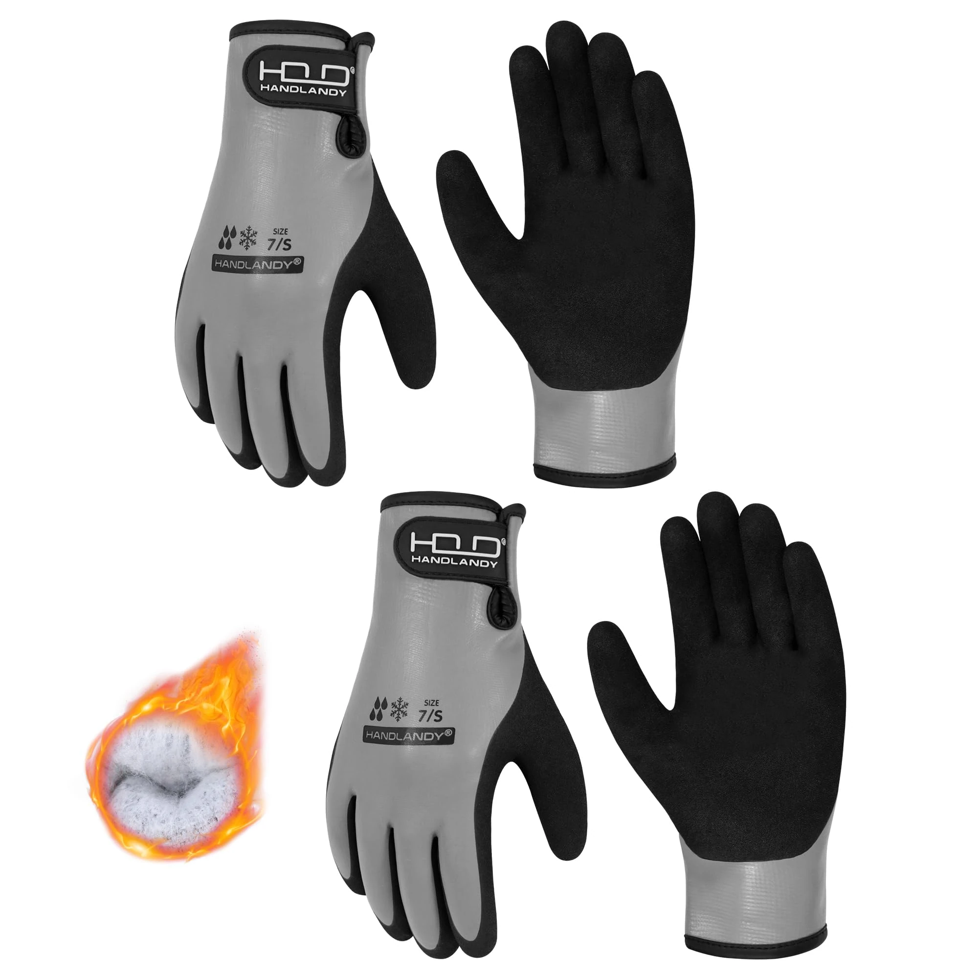 HLDD HANDLANDY 2 Pairs Waterproof Work Gloves for Men and Women, Freezer Work Glove for Cold Weather, Thermal Winter Gloves With Grip