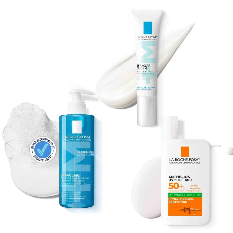 La Roche-Posay Effaclar Foaming Cleansing Gel 400ml + Effaclar Duo+M Anti-Blemish Treatment 40ml + Anthelios Uvmune 400 Fluid Oil Control
