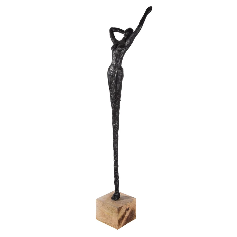 GILDE Decorative Sculpture, Synthetic resin, mango wood, Natural, Black, Höhe 77 cm