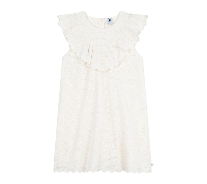 Children's dress with short sleeves in cotton with hearts pattern