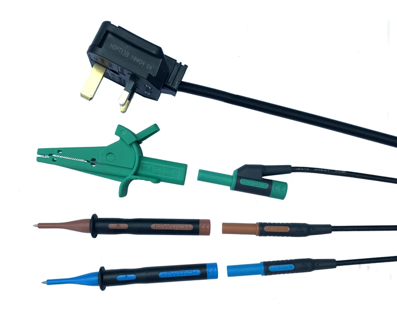 Kewtech EZYPTP Point-to-Point PAT Test Lead For Fixed Appliance Testing with Any PAT Tester Includes G7 Test Probes and BS1363 Plug with 4mm Connectors