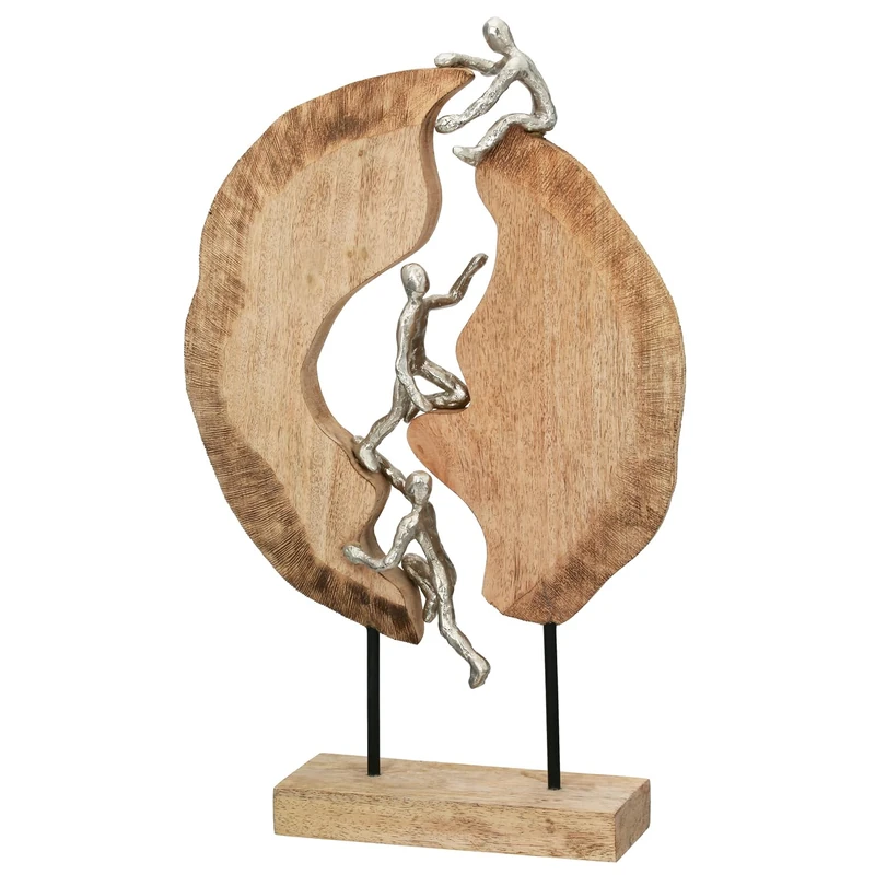GILDE Decorative Sculpture, Aluminium, mango wood, Natural, Höhe 36cm - Image 1