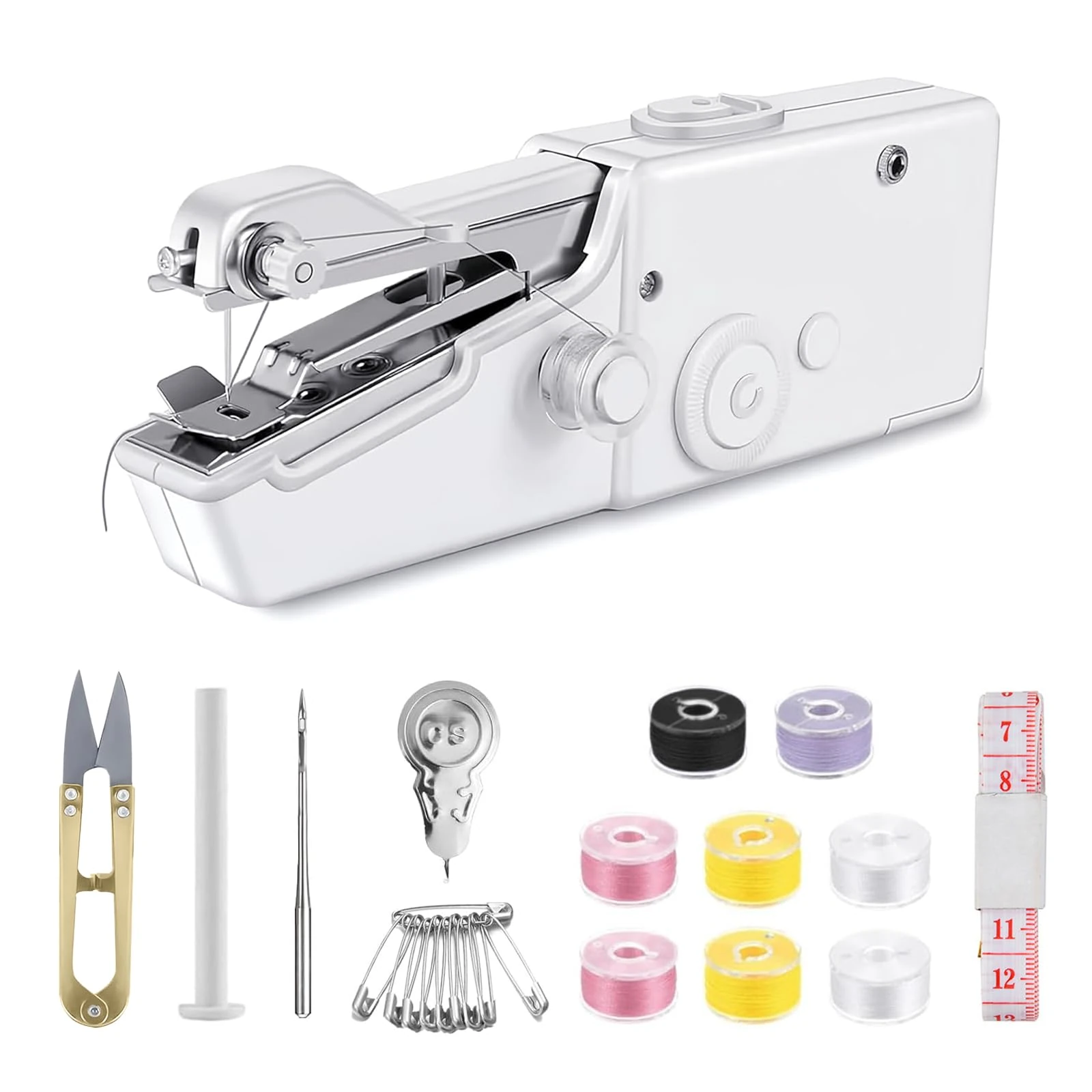 Lichamp Handheld Sewing Machine Mini Portable Electric Sewing Machines with Accessories for Beginners, Suitable for Quick Stitching,Home,Travel and DIY White