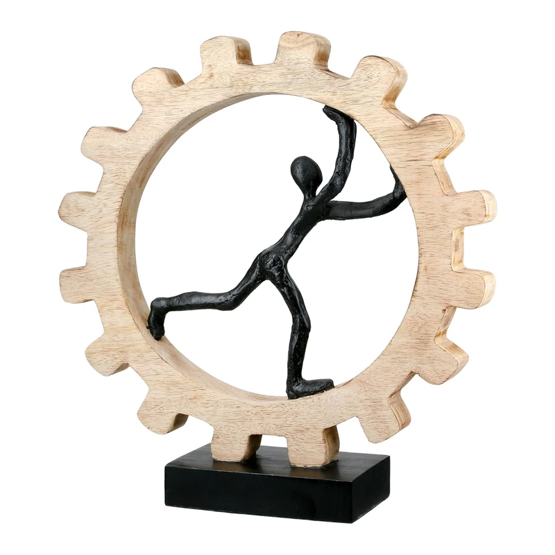GILDE Decorative Sculpture, Aluminium, mango wood, Natural, Höhe 36cm