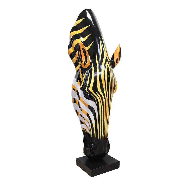 GILDE Decorative Sculpture, Resin, marble, Orange, Black, Höhe 50cm