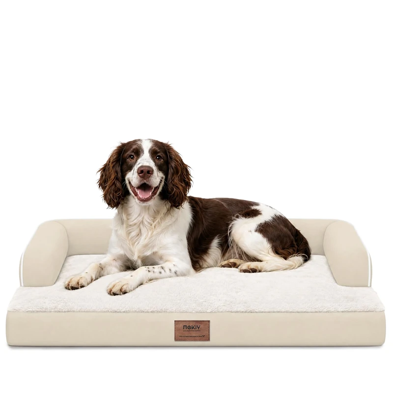 MEKIY Orthopedic Waterproof Dog Bed with Bolster for Extra Large Size Dogs