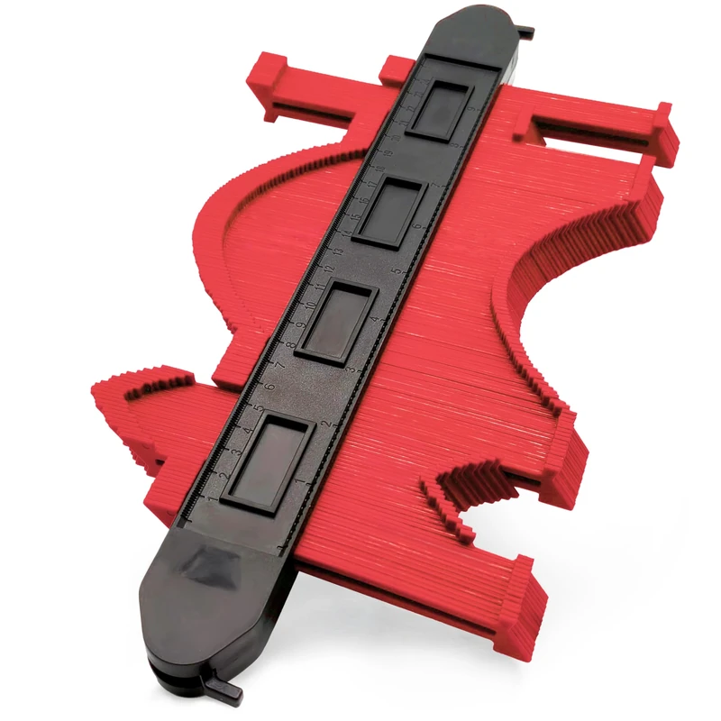 Double Lock 10" Red Contour Gauge - Extra Wide Profile Tool with 7.2cm Deep Teeth, Secure Double-Lock Design Prevents Shifting, Must Have Tool for DIY Handyman Woodworking/Flooring/Tile Laying