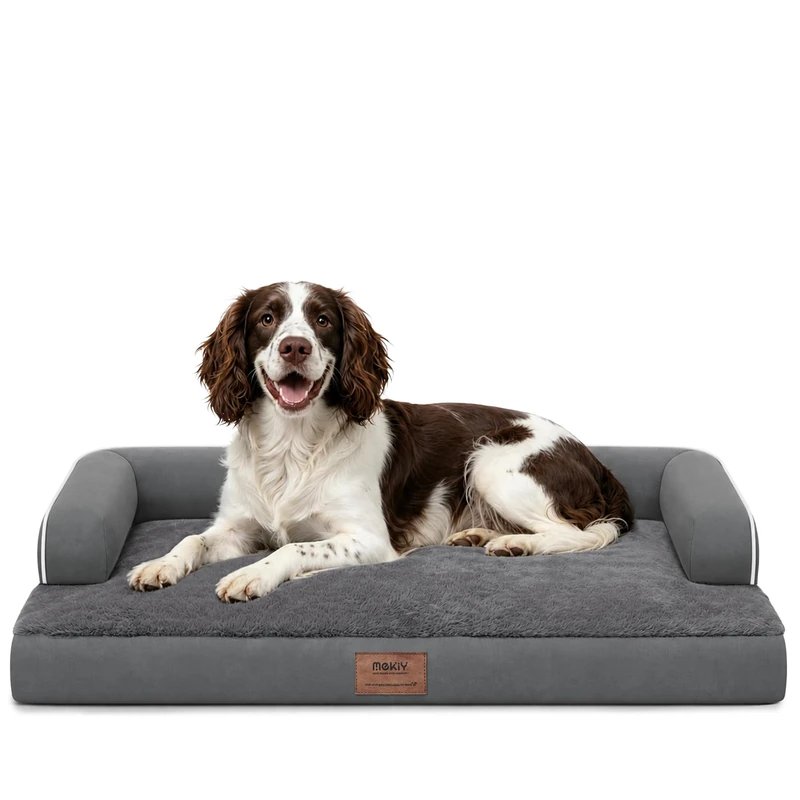 MEKIY Orthopedic Waterproof Dog Bed with Bolster for Extra Large Size Dogs