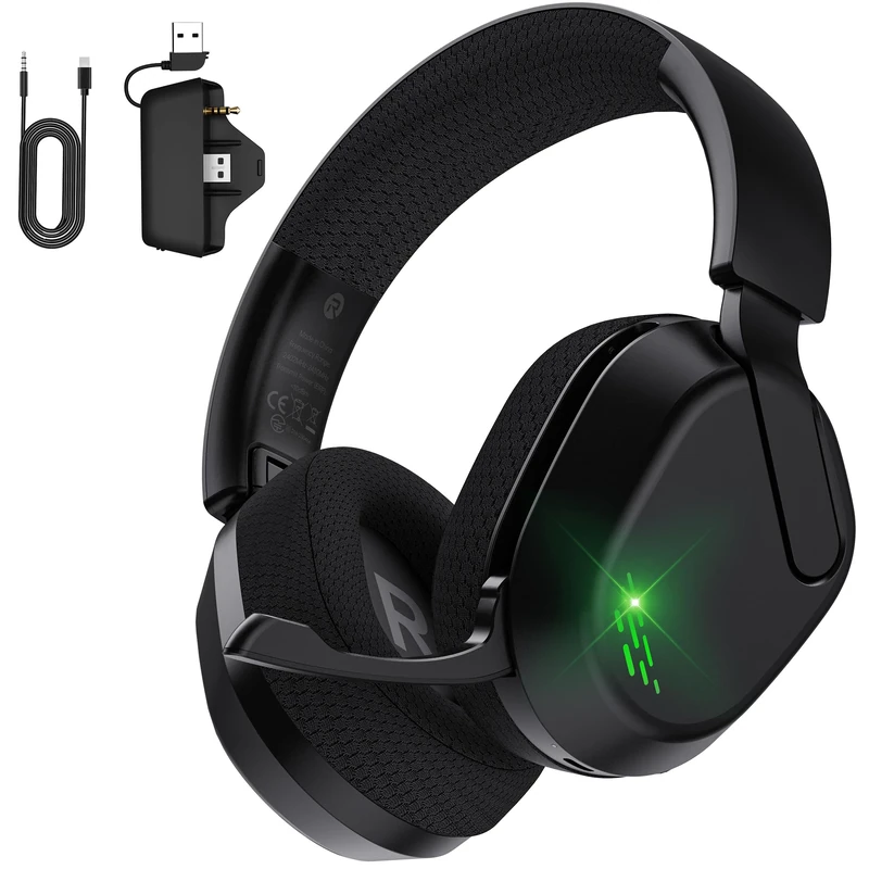 Gvyugke Xbox Headset with Mic, Wireless Gaming Headset for Xbox Series X or S, Xbox One, PS5, PS4, PC and Mobile - 2.4GHz USB & Type-C Ultra Stable Gaming Headphones, Flip Microphone (Black)