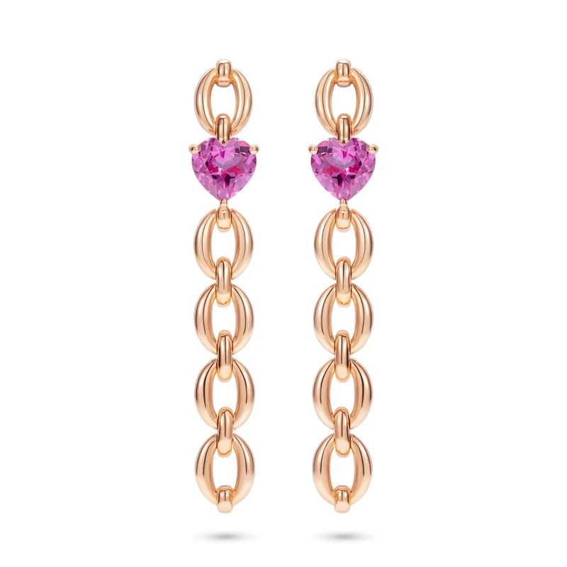 Nadine Aysoy, Catena Long Heart Earrings