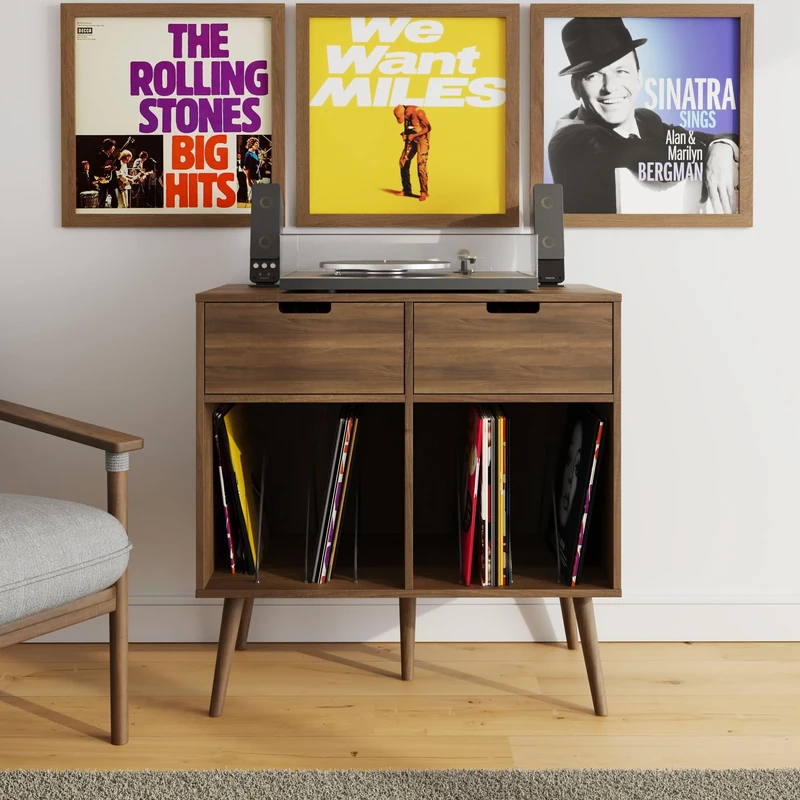 GFW Jaxon 2 Drawer Vinyl Turntable Stand - Image 1