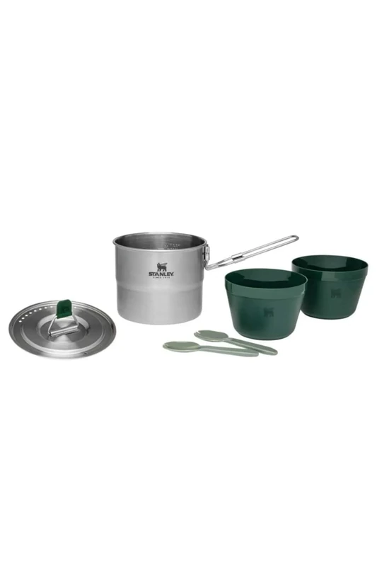 Stanley 1913 Wildfare Go Two Bowl Cookset 1.1L - 6 Piece Outdoor Camp Cook Set - Stainless Steel Pot with Lid - for Backpacking and Camping - Shale/Charcoal - Image 1
