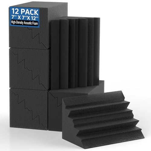 12 Pack Bass Traps Corner Acoustic Foam Corner 7''x7''x12'' Sound Proof Foam Panels for Walls Acoustic Wall Panels for Music Room Home Recording Studio
