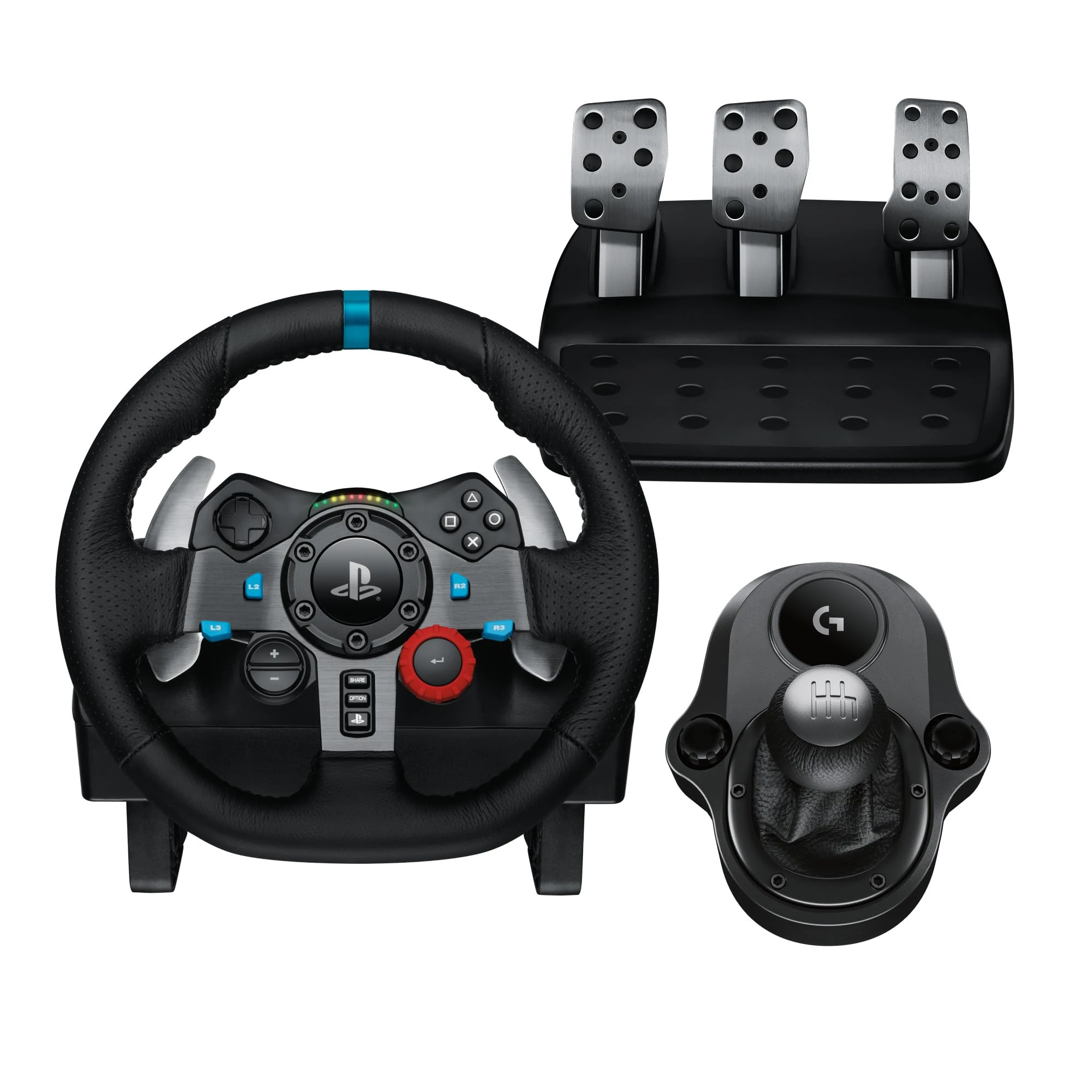 Logitech G G29 SE Driving Force Racing Wheel and Pedals, Force Feedback, Real Leather + Logitech G Driving Force Shifter - Sim Steering Wheel, Pedals, Gear stick for PS5, PS4 and PC, Mac - Black