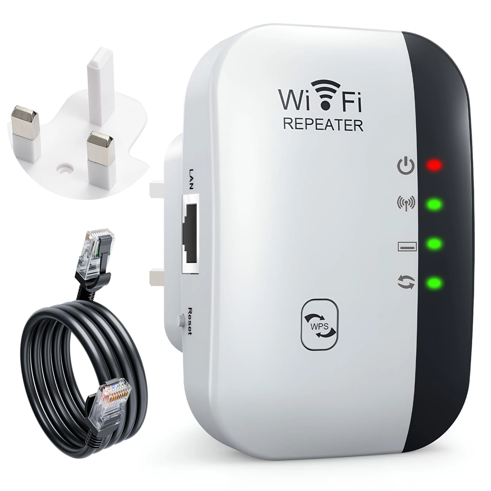 WiFi Extender Booster, WiFi Repeater Range Covers Up to 3000 Sq.ft and 45 Devices, Internet Repeater with Ethernet Port, Wireless Signal Booster for Home (White)