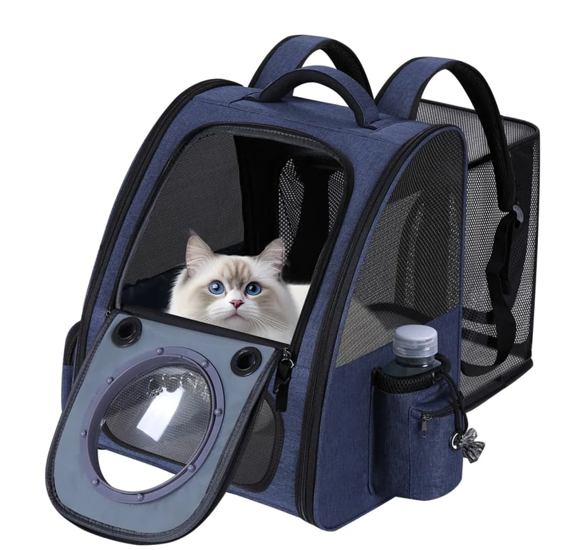 Groxkox Pet Carrier Bubble Backpack,Cats Carrier Backpack,Dogs Backpack Carrier with Mesh Travel Bag, Portable Space Capsule Design with Transparent Window for Cats (Blue)