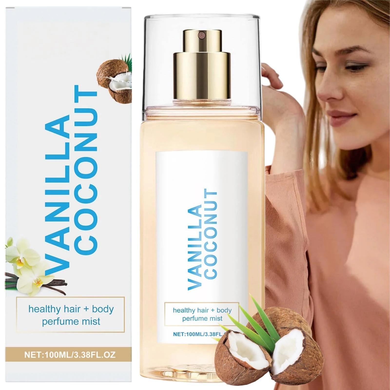 Vanilla Coconut Perfume,Body and Hair Perfume Spray,Coconut Vanill/a Hair and Bo/dy Spray,Effective Mist for Making Hair Smooth,Vani/lla Perfum/e,Long-Lasting Vanilla Body Spr/ay for Women,Body S/pray