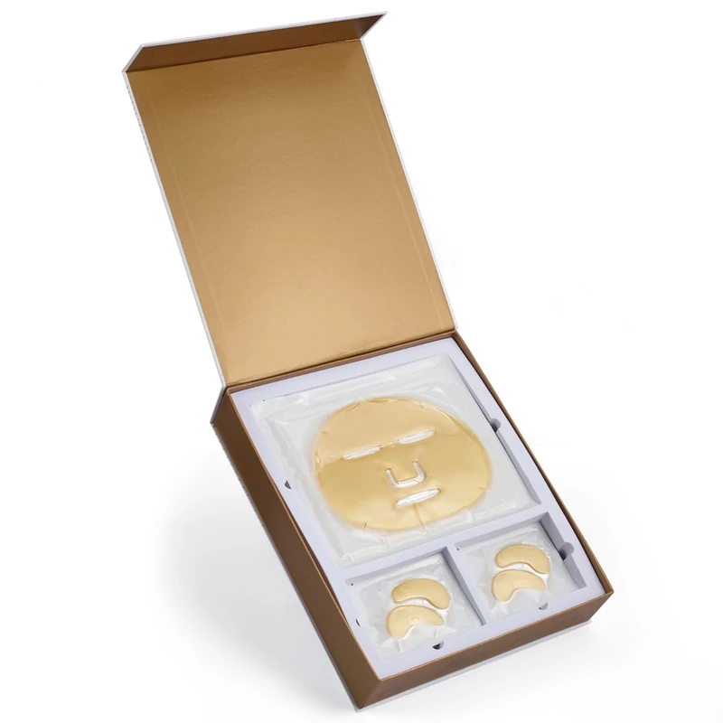 Kedma - 24K Gold Face and Eye Mask Set with Collagen - Wrinkle Reduction and Radiance - 16x80g & 16x12g