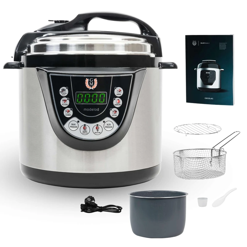 Cecotec Programmable Cooker Model D with Frying and Voice Function. 24 Hour Pressure Cooker with 6 Litre Capacity, 9 Cooking Menus and 2 Pressure Levels, Ideal for 12 People