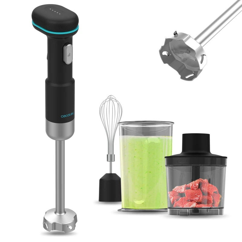 Cecotec BlendGo Portable Hand Mixer, Scratchless, DC 180 W Motor, 6,500-13,000 RPM, 2 Hours Charging Time, Light Indicators, Versatile Accessories, Holds Temperatures from 60-96 °C