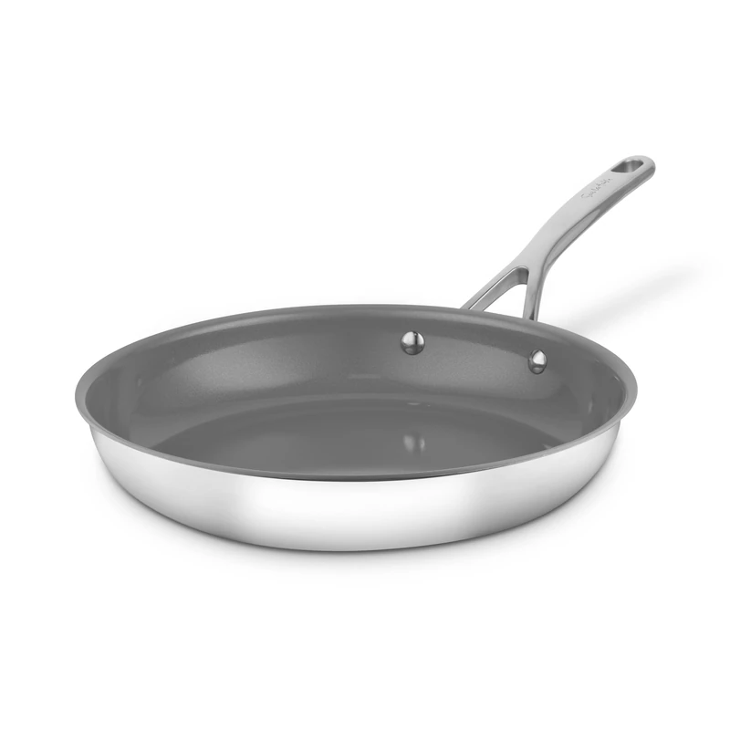 Sur La Table Tri-Ply 24cm Frying Pan, 10x Stronger Superior Ceramic Coating, Induction Compatible, Stainless Steel, SLT900235