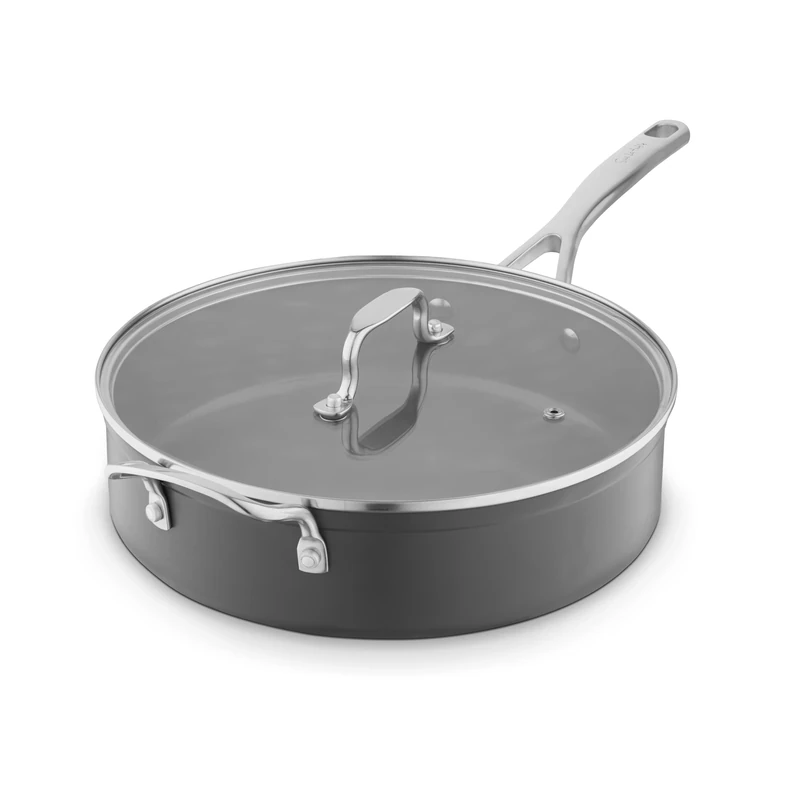 Sur La Table Hard Anodised 28cm Multi-pan with Tempered Glass Lid, Helper Handle, 10x Stronger Superior Non-Stick Ceramic Coating, Induction Compatible, Grey