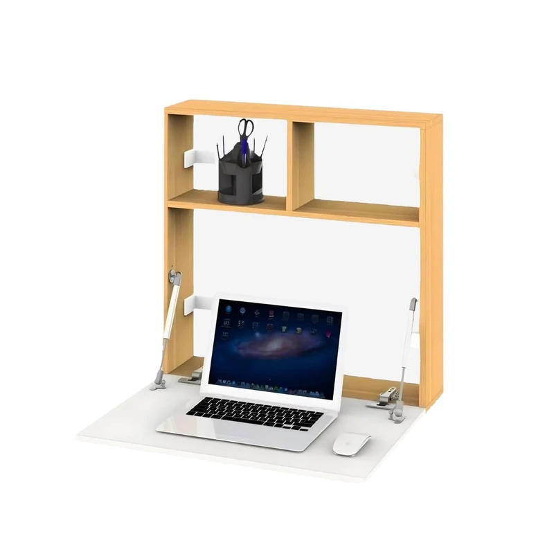 Wintem - Folding Wall Desk with Storage Shelves, Space-Saving Design for Home and Office, Easy to Fold, Ideal as a Modern and Functional Wall Desk
