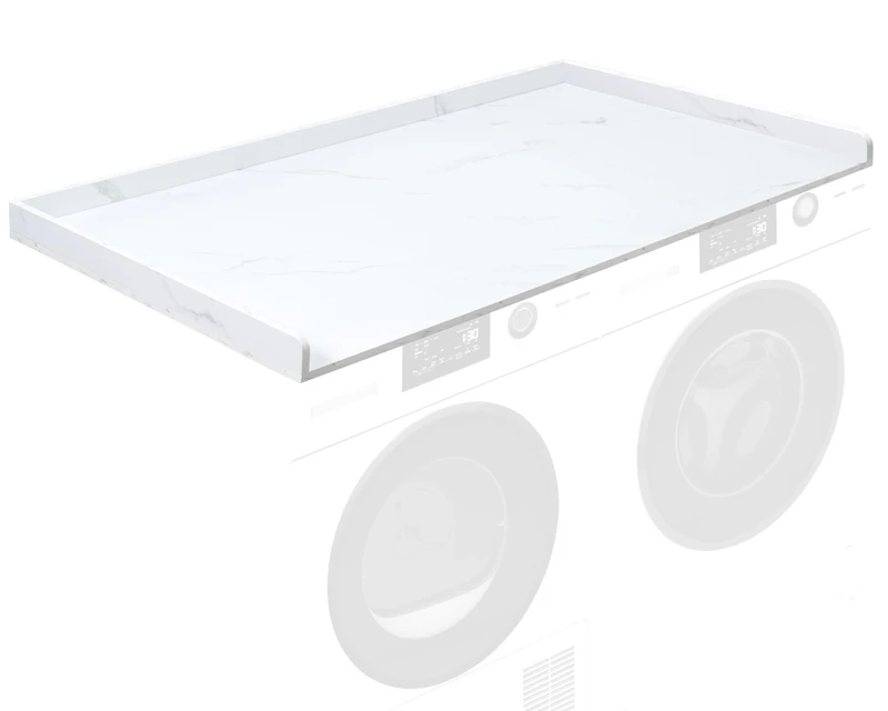 Life Finds 54 inch Washer Dryer Countertop with Safety Ledge for Laundry Room Organization, White Marble Pattern, LF-WDCT1WM - Image 1