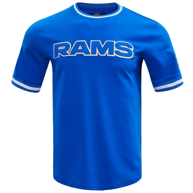 Pro Standard Mens NFL Los Angeles Rams Classic Chenille Short Sleeve Tee Royal Blue S