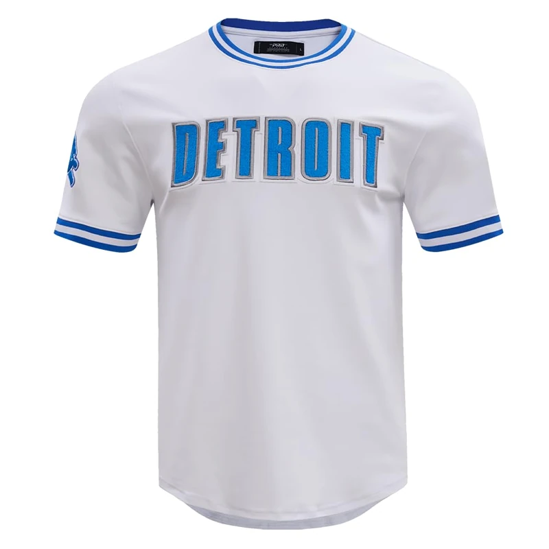 Pro Standard Mens NFL Detroit Lions Classic Chenille Short Sleeve Tee White M