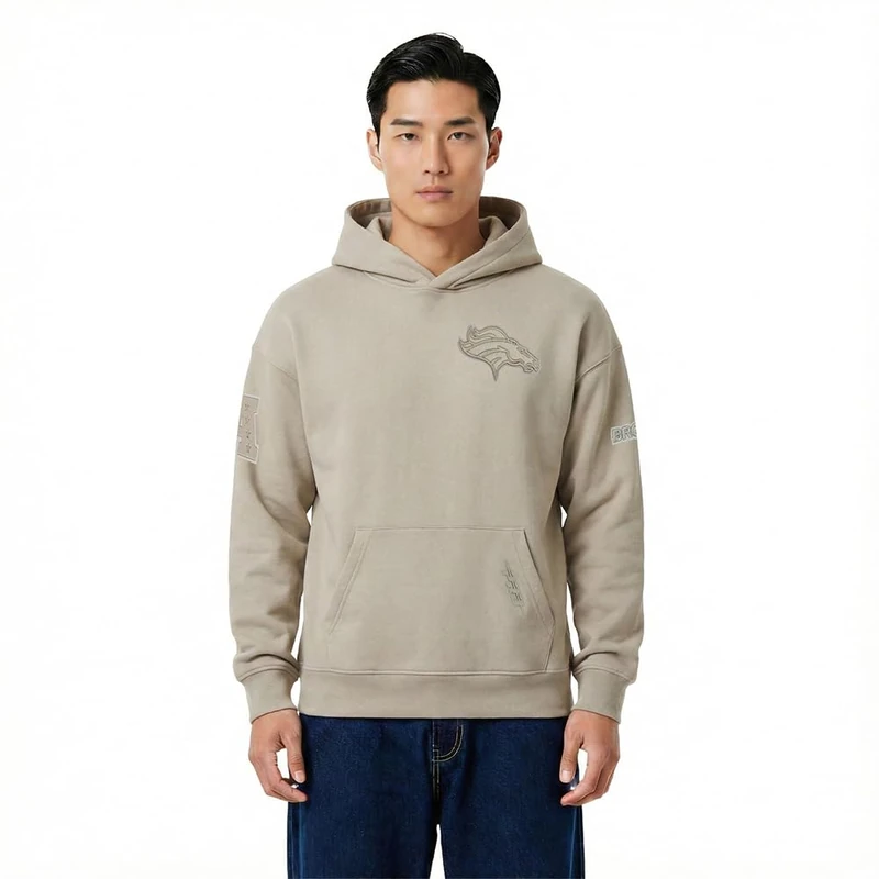 Pro Standard Mens NFL Denver Broncos Neutral Pull Over Hoodie Taupe 2Xl - Image 1