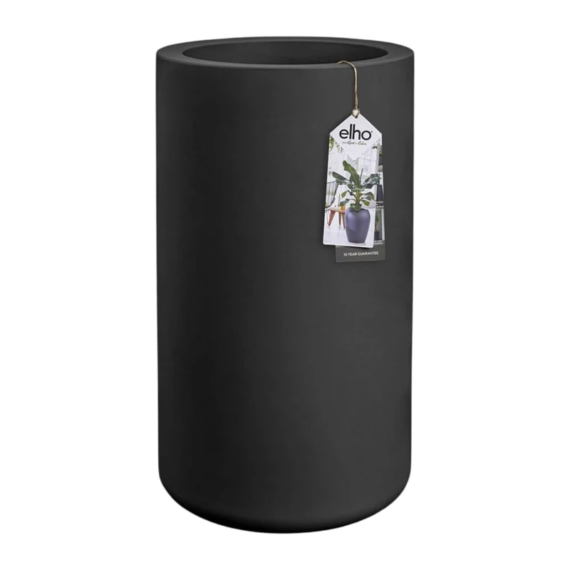 elho Pure Cilinder High 40 - Large Plant Pot - Indoor & Outdoor - Recycled Plastic - Ø 39.5 x 72.7 - Black/Black