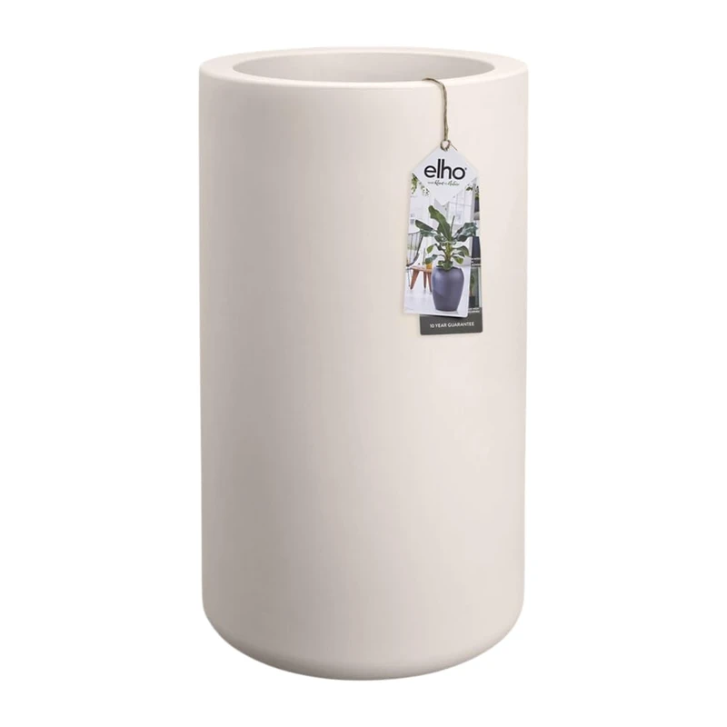 elho Pure Cilinder High 40 - Large Plant Pot - Indoor & Outdoor - Recycled Plastic - Ø 39.5 x 72.7 - White/Linen White