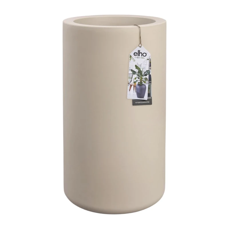 elho Pure Cilinder High 40 - Large Plant Pot - Indoor & Outdoor - Recycled Plastic - Ø 39.5 x 72.7 - Beige/Balanced Beige - Image 1