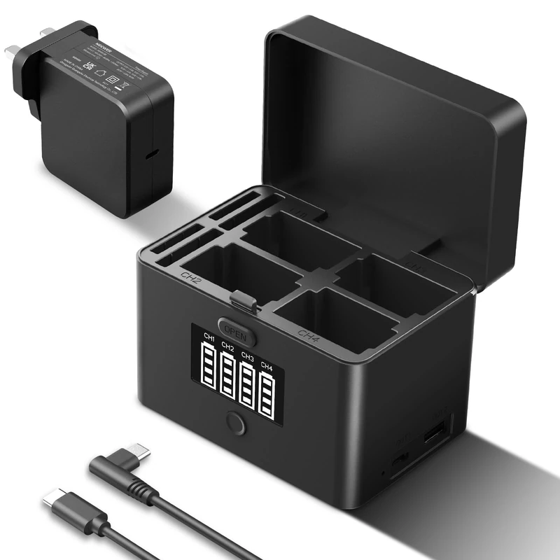 NEEWER NW-ZP4 2in1 Four Channel USB Camera Battery Charger for NP-FZ100&LP-E6, 40W Fast Charging with PD 45W Charger Compatible with Sony A6700 A7III FX3 FX30 A7IV Canon EOS R5 Mark II 6D/II 5D/III 5D