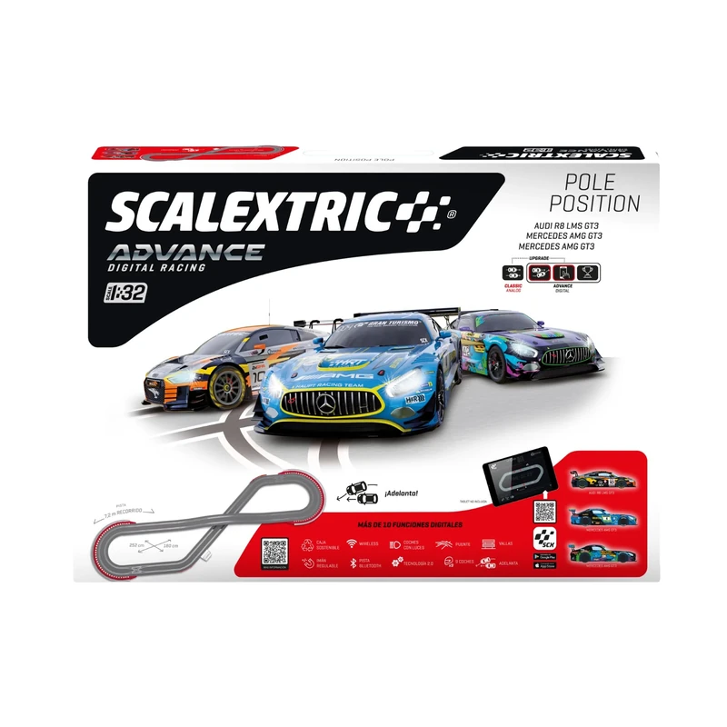 SCALEXTRIC - Advance Circuit - Complete Race Track - 2 Cars Included - Scale 1:32 (Advance Pole Position Circuit)