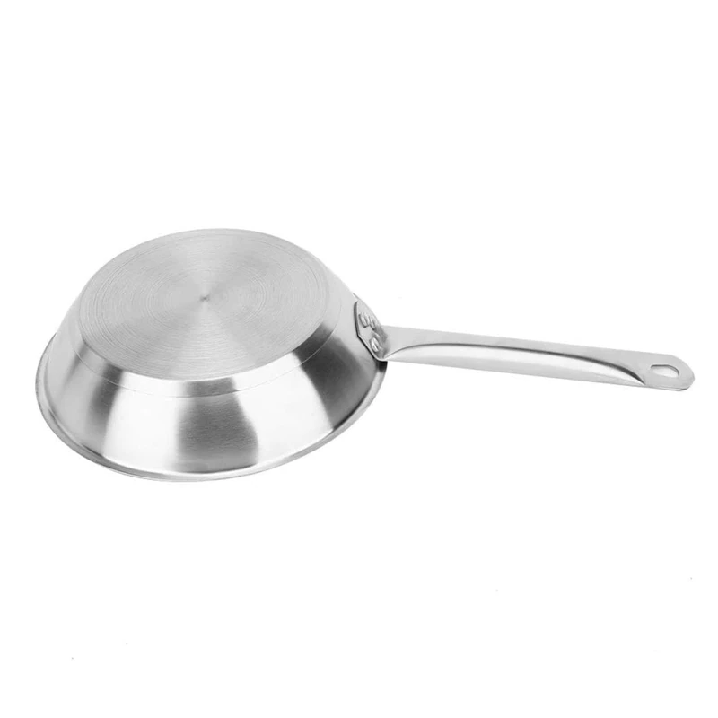 Well Home Set of 3 Frying Pans Ø30Ø32Ø34cm in Stainless Steel, Suitable for Induction and NO Non-Stick