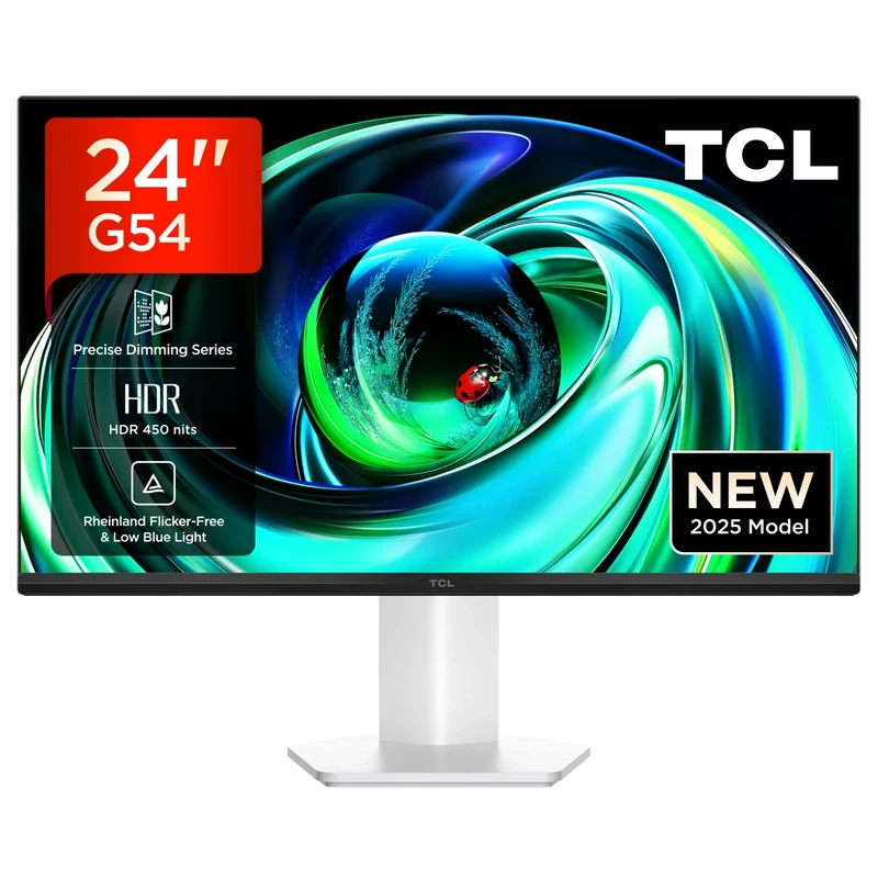 TCL 24G54-UK Mini-LED Monitor, Full HD resolution, 100Hz, VA panel, 450 nits, VESA Display HDR 400, Wide Color Gamut, TÜV Rheinland Flicker-Free & Low Blue Light